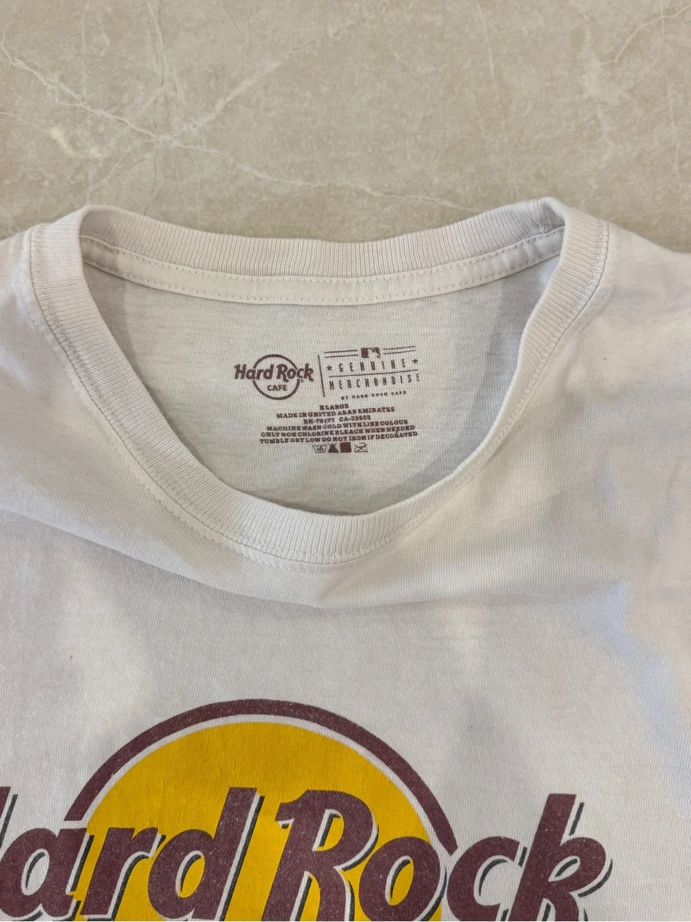Hard Rock Cafe White Tee with Yellow & Brown Logo